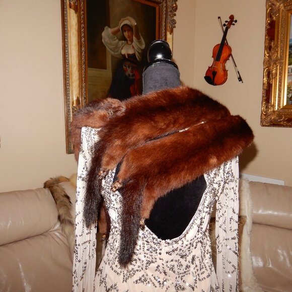 Vtg.1940's /1950's Genuine Mink Shawl - Picture 7 of 8